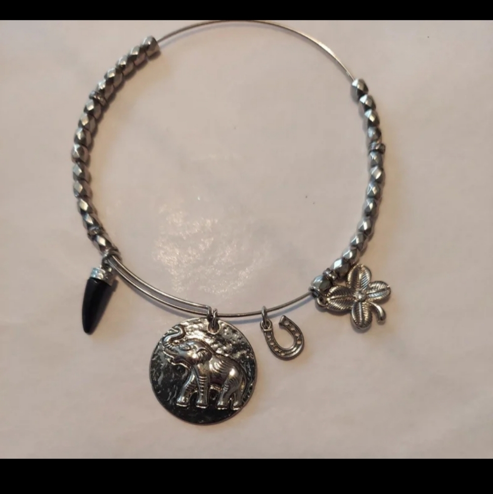 Y2K NWOT! LUCKY CHARMS SILVER EXPANDABLE BRACELET- WITH 4 CHARMS